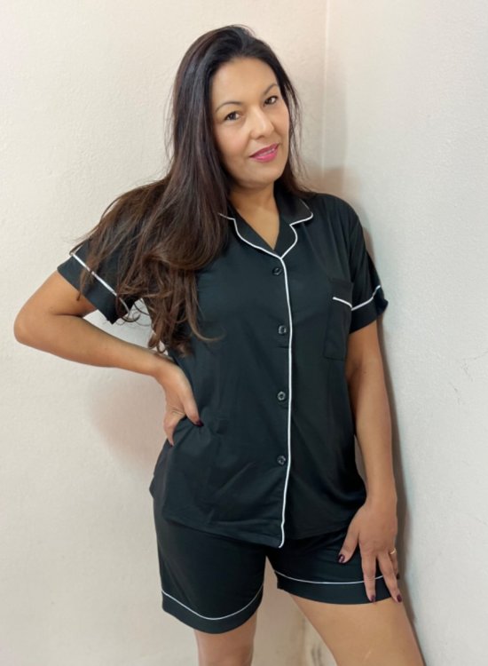 Pijama Feminino Americano Preto 