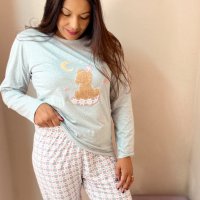    Pijama de inverno  Feminino  Cinza estampa urso